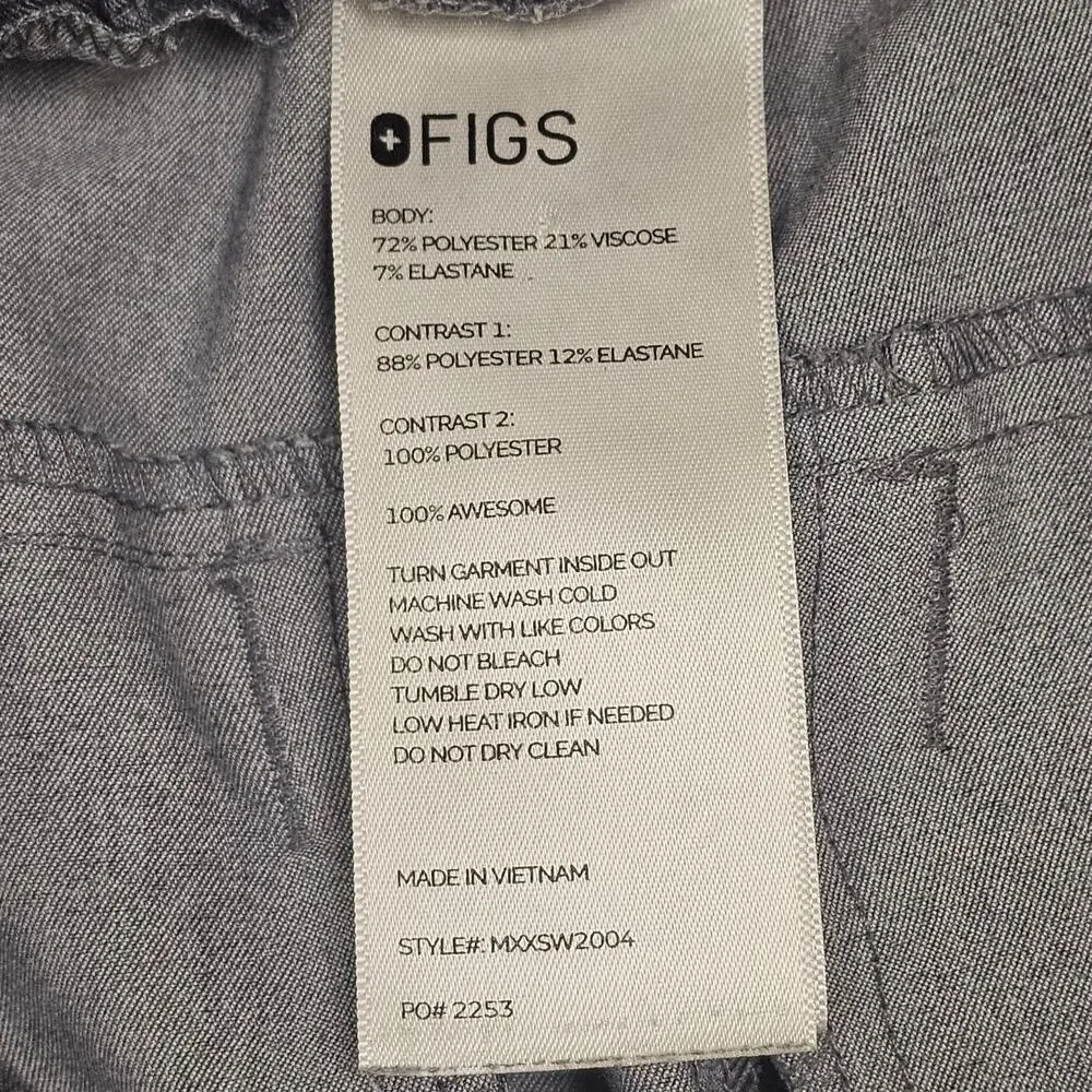 FIGS Men's Tansen Jogger Scrub Pants MXXSW2004 Graphite Gray Green Ties Size M